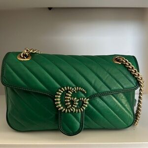 Gucci Interlocking GG Leather Green Marmont Limited Edition Crossbody Bag